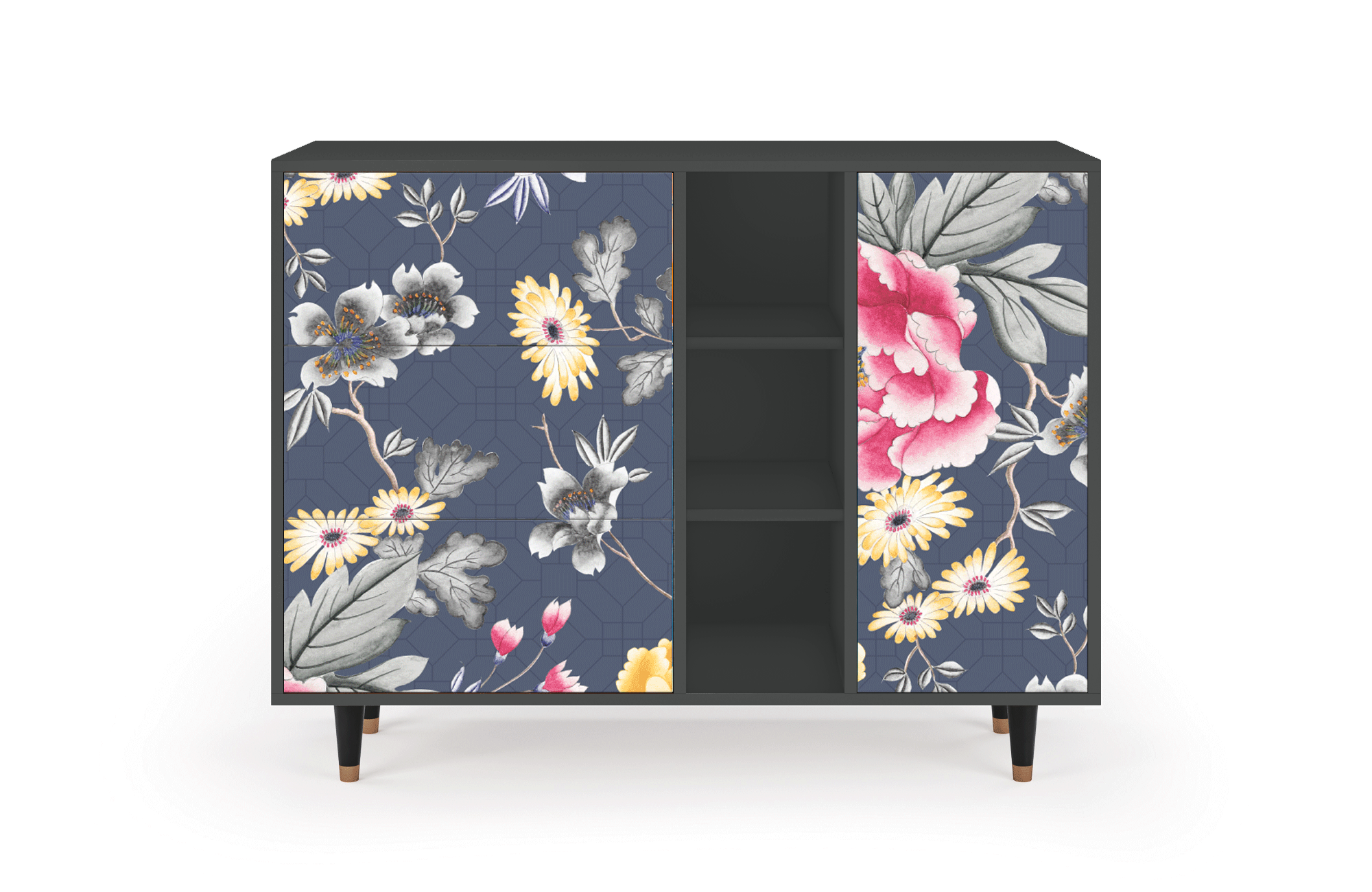 Комод - STORYZ - BS2 Dark Flower Bed, 125 x 97 x 48 см, Антрацит - фотография № 2
