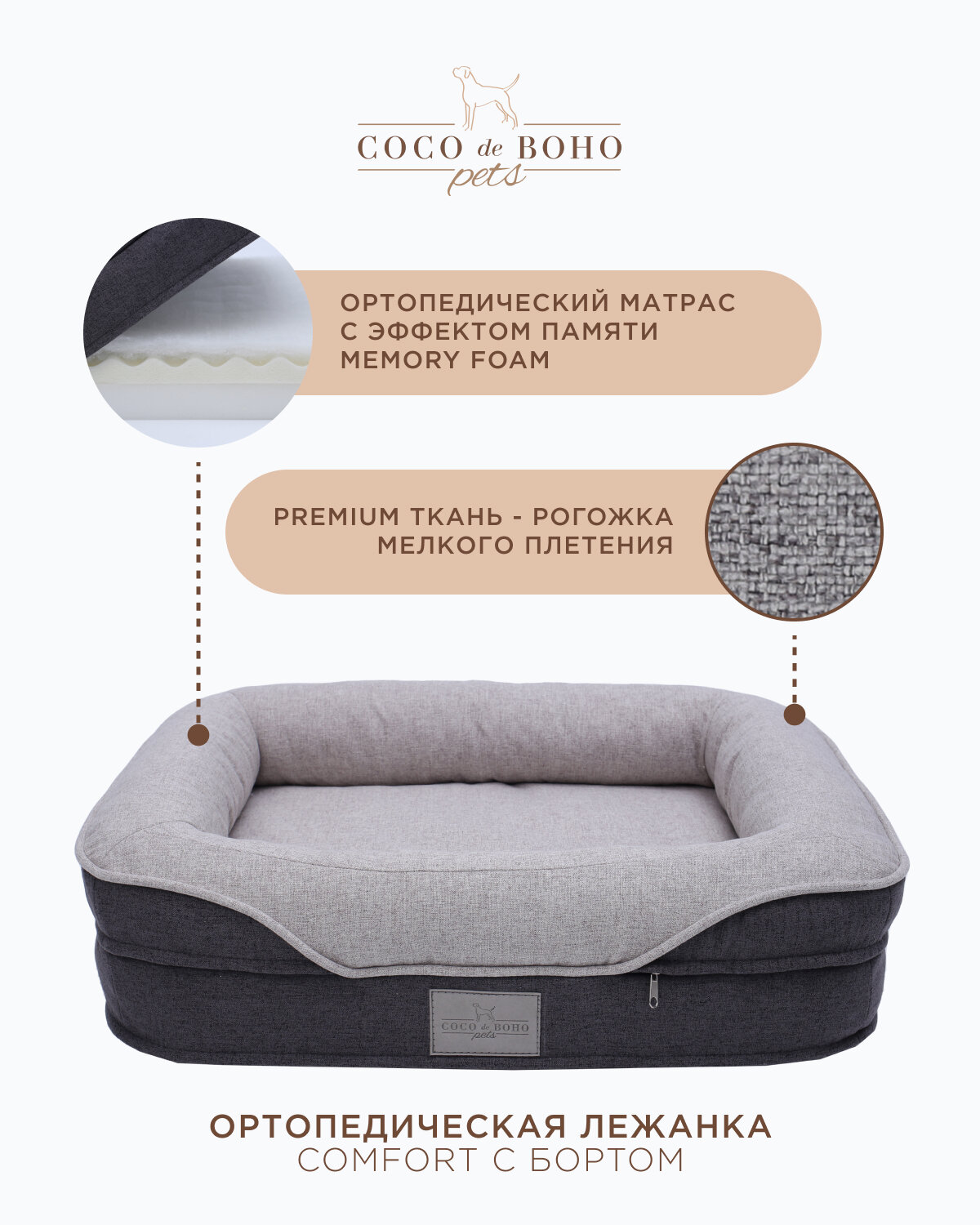 Лежанка для собак мелких пород Premium Coco de Boho Pets, размер 73х50 - фотография № 2