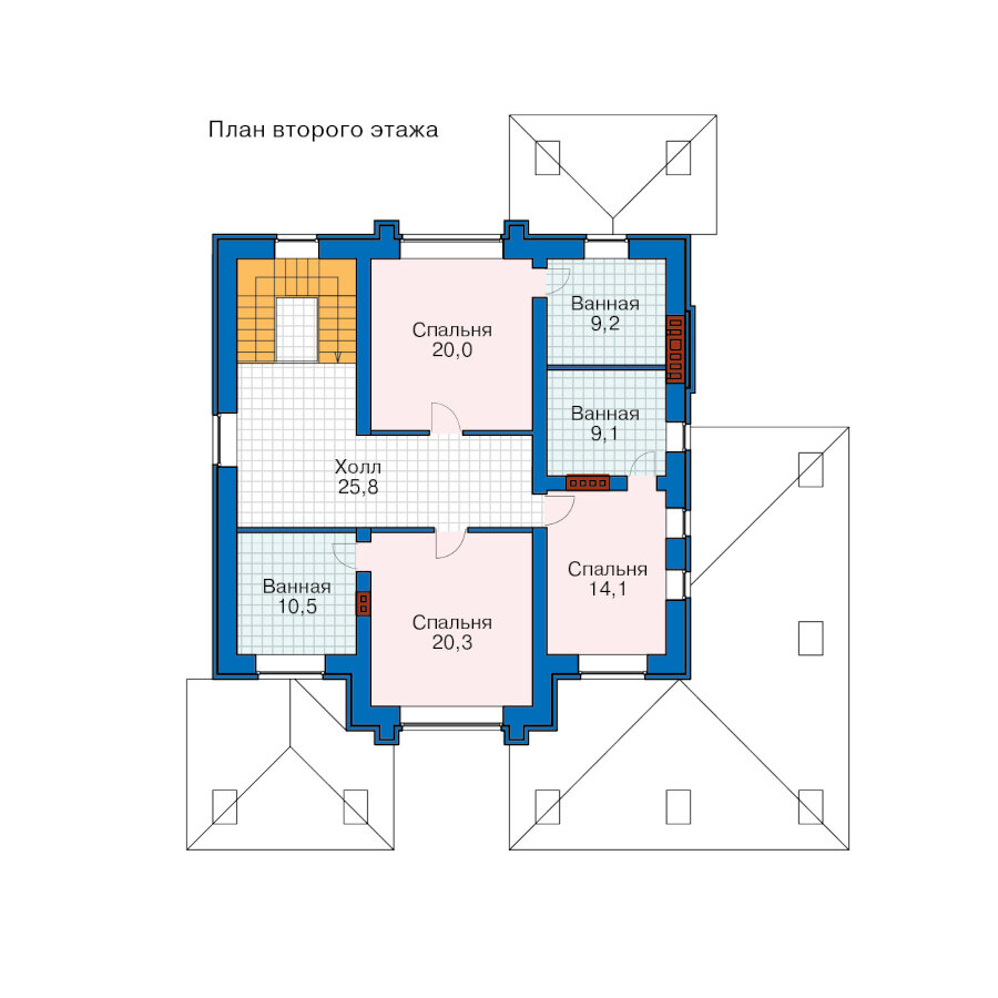 45-64NDKL-Catalog-Plans - Проект двухэтажного кирпичного дома с террасой - фотография № 3