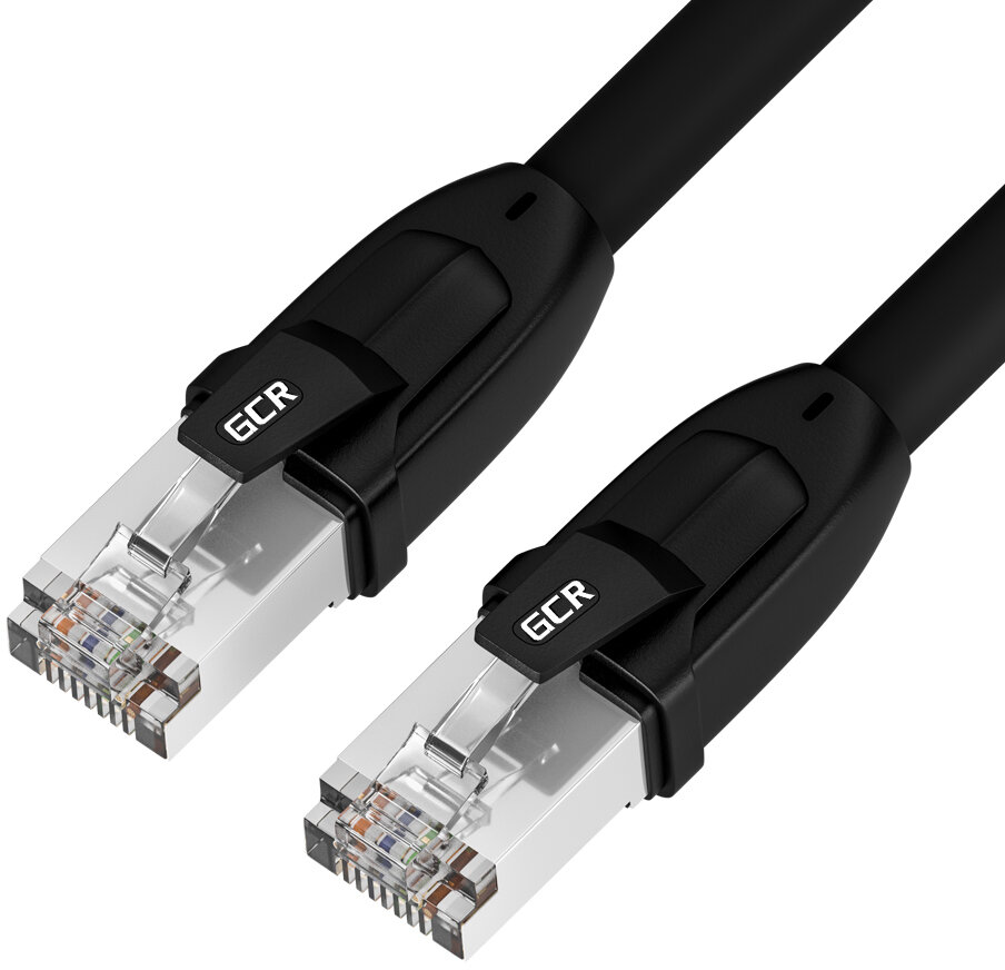 GCR Патч-корд PROF кат.8 ethernet 5.0m F/FTP, RJ45, CU, 26 AWG, литой, прямой, черный, экранированные коннекторы, GCR-52350 Greenconnect RJ45(m) - RJ45(m) Cat. 8 F/FTP LSZH 5м (GCR-52350)