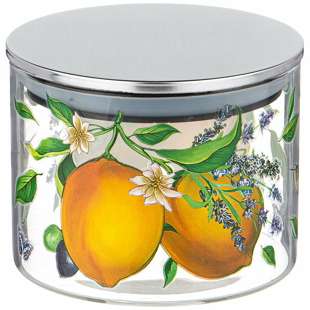 фото Набор из 2 штук Емкость для сыпучих продуктов Agness "Прованс лимоны" 10х8,7см/520мл, стекло (887-125/2)