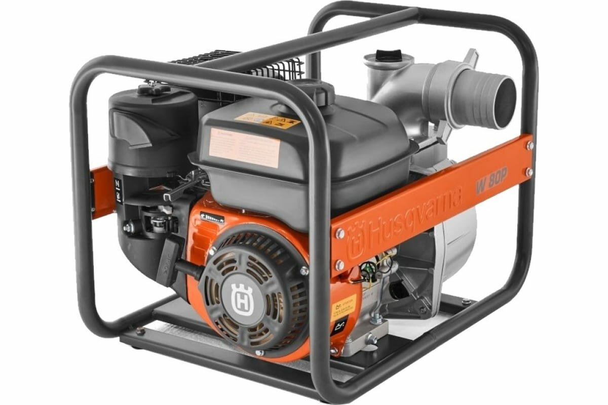 9676391-02 Мотопомпа Husqvarna W80P (Двигатель Husqvarna, 196cм3, ручной /запуск от сети, 50 м3/ч - , шт Husqvarna