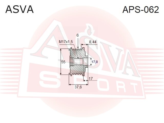 Asva шкив обгонный генератора aps062