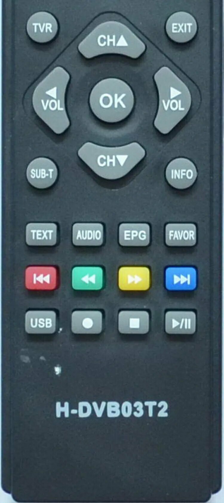 пульт для приёмника DVB-T2 Hyundai H-DVB03T2 Rolsen RDB-517 D-Color DC921HD Telefunken TF-DVBT202