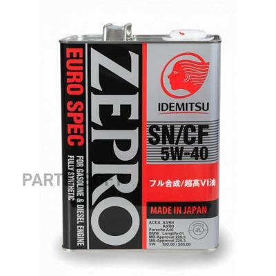 IDEMITSU Zepro Euro Spec 5W40 SN/CF синтетика 4л (1/6)