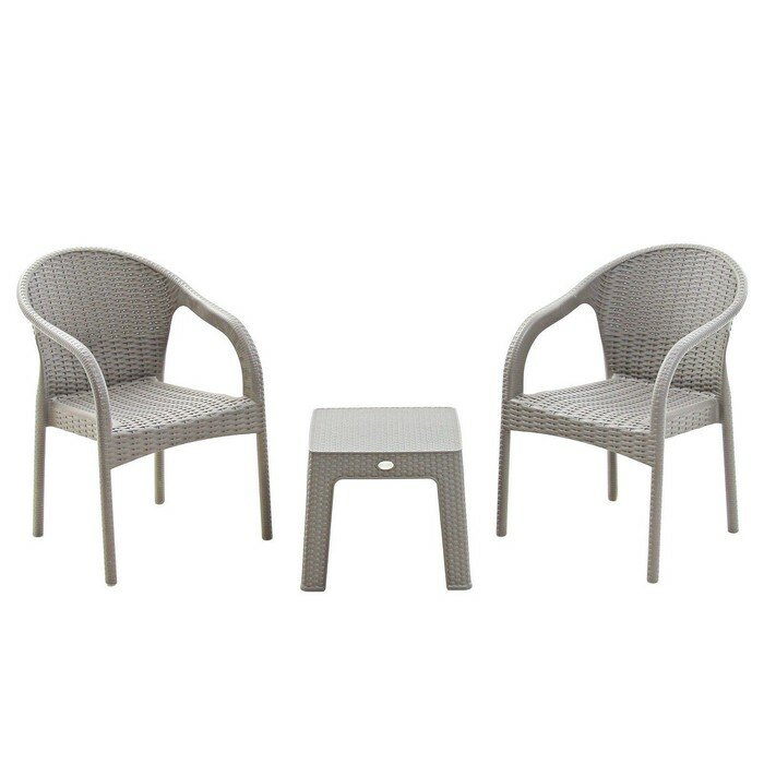 Набор садовой мебели "Милан" 3 предметов: 2 кресла, стол, песочно-серый - фотография № 1
