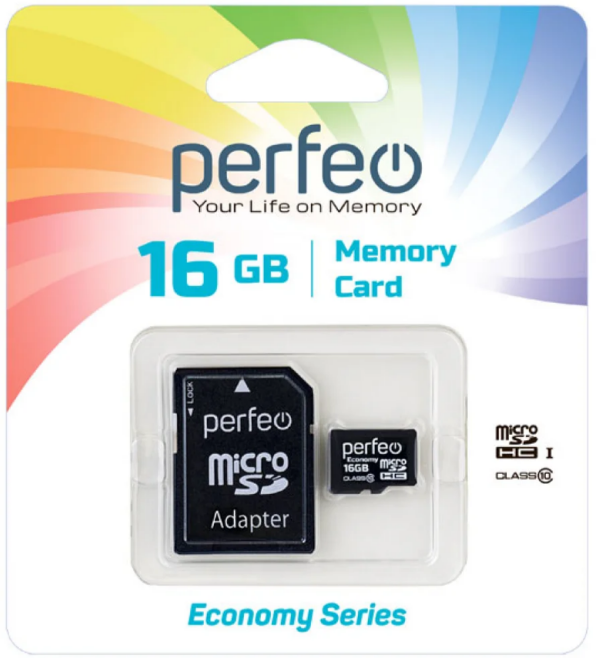 Карта Памяти Perfeo microSD 16GB High-Capacity (Class 10) economy series