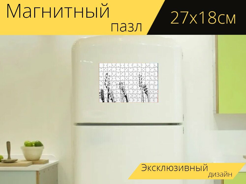 Магнитный пазл "Музыка, гитара, бас" на холодильник 27 x 18 см.