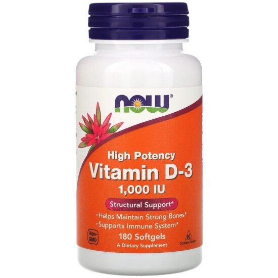  3 NOW FOODS Vitamin D3, 25  (1000 IU), 180 