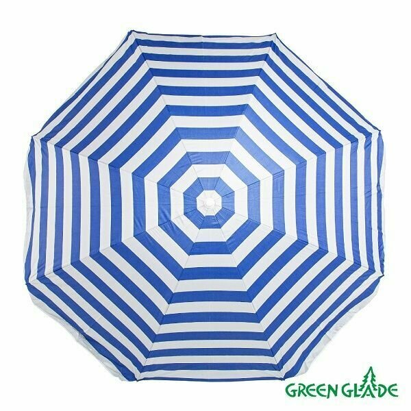 Пляжный зонт большой Green Glade А0014 для защиты от солнца с куполом из полиэстера и наклоном стойки - фотография № 1