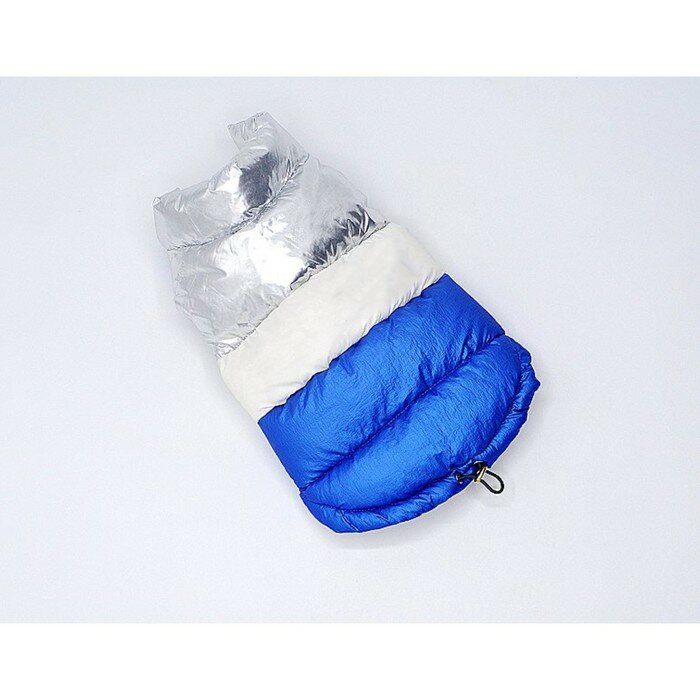 Куртка для собак с утяжкой размер 14 (ДС 32, ОГ 42, ОШ 31), серебряно-синяя - фотография № 1
