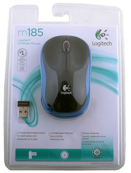 Logitech Wireless Mouse M185 Blue-Black USB