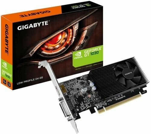 Видеокарта PCI-E GIGABYTE GeForce GT 1030 (GV-N1030D4-2GL) 2GB Low Profile GDDR4 64bit 14nm DVI-D(HDCP)/HDMI RTL