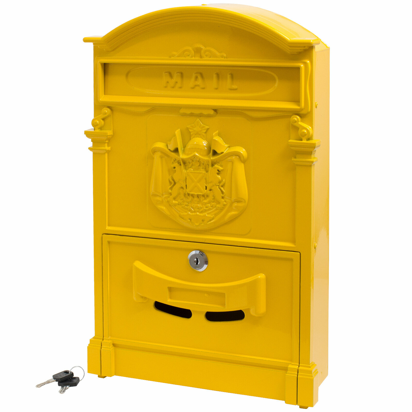 Почтовый ящик с замком уличный металлический для дома №4010 желтый, Аллюр - фотография № 1