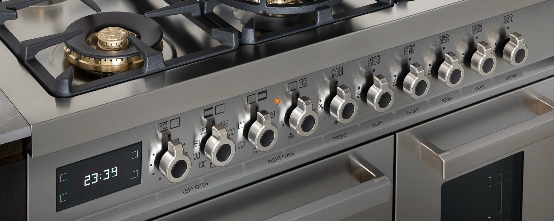 PRO126G2ENET Варочный центр Bertazzoni, 6 газовых конфорок, два многофункциональных электрических шкафа, 120 см Черный глянец - фотография № 4