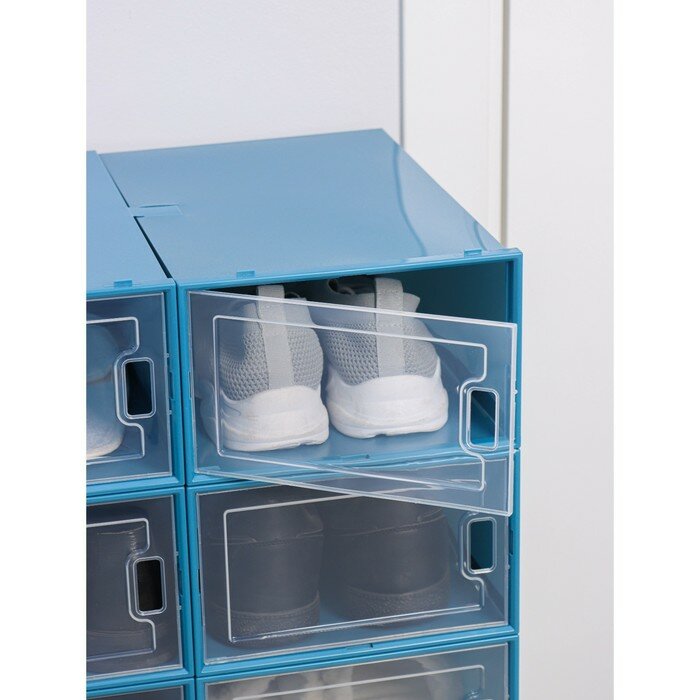 Короб для хранения обуви, 33×23×13,5 см, по 1 шт, цвет синий - фотография № 4