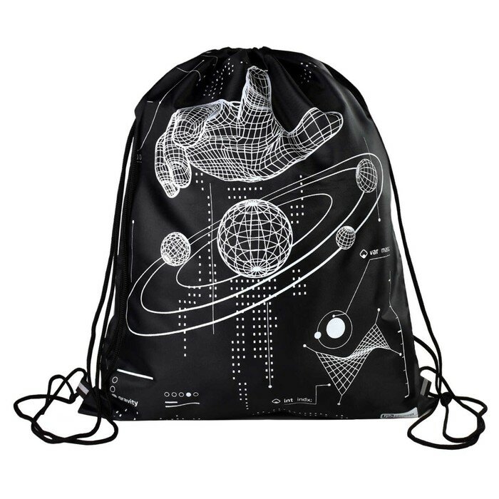 фото Мешок для обуви 420 х 340 мм, шелкография, Феникс "Вселенная" чёрный/белый 62506