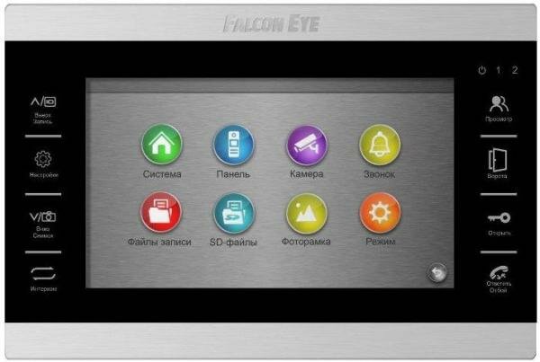 Falcon Eye FE-70 ATLAS HD (Black) HD Видеодомофон: дисплей 7 TFT; сенсорные кнопки; подключение до 2-х вызывных панелей и до 2-х видеокамер; адресный