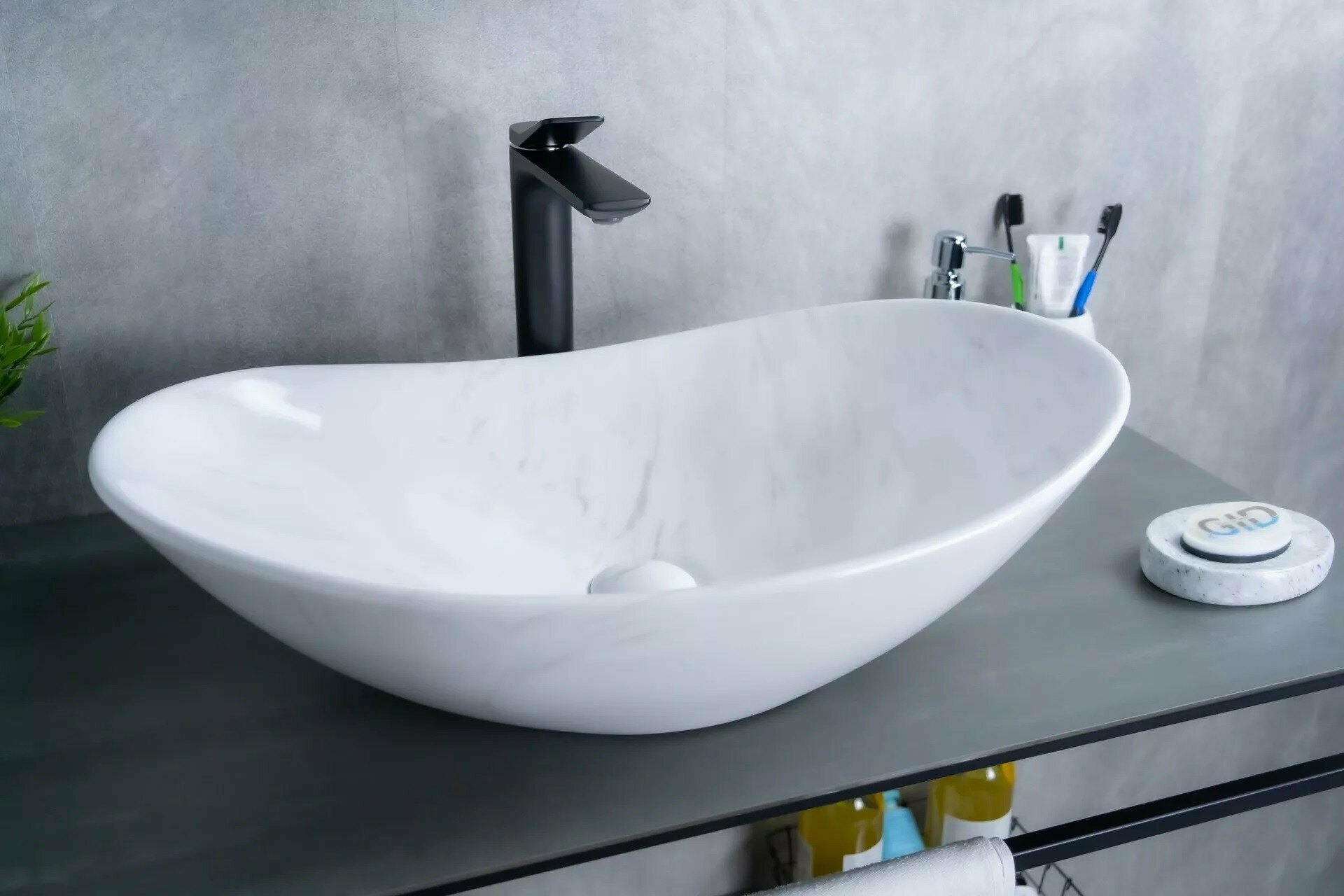 Накладная раковина с донным клапаном белая 61x37x15см Gid Ws9811