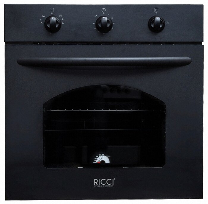 Встраиваемая духовка RICCI RGO-610BL черная газовая