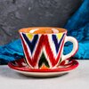 Чайная пара Риштанская Керамика Атлас, 350 мл, красная микс - изображение