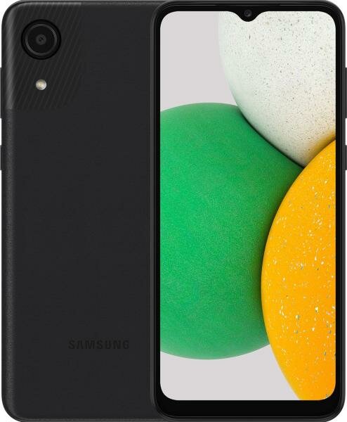 Смартфон Samsung SM-A032F Galaxy A03 Core 32Gb 2Gb черный моноблок 3G 4G 6.5 720x1600 Android 10 8Mpix 802.11 b/g/n NFC GPS GSM900/1800 GSM1900 TouchS