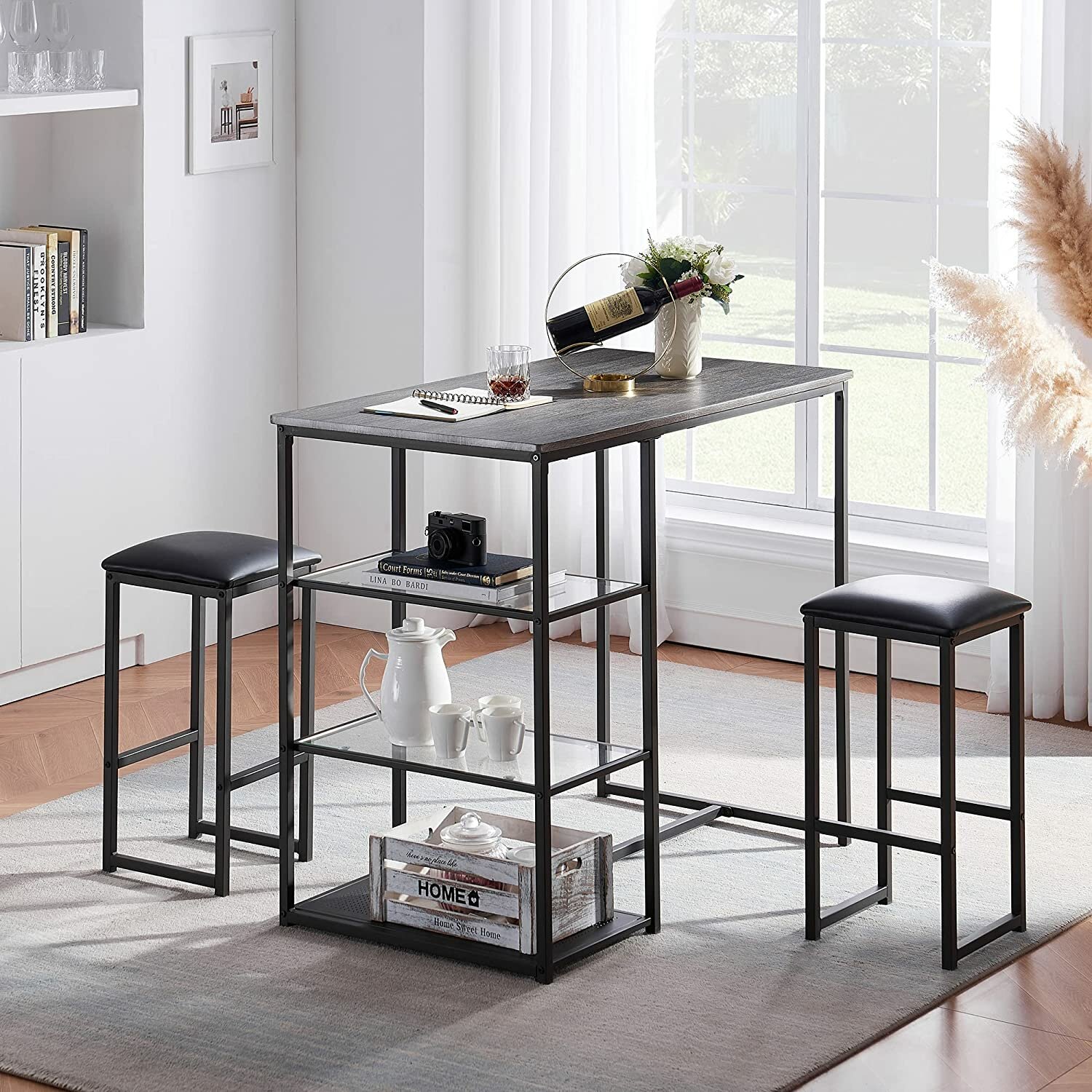 Комплект мебели обеденный стол и 2 стула в стиле Лофт - фотография № 1
