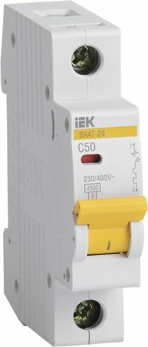 Автоматический выключатель IEK ВА47-29 (MVA20-1-050-C) 1P (C) 4,5kA 50 А