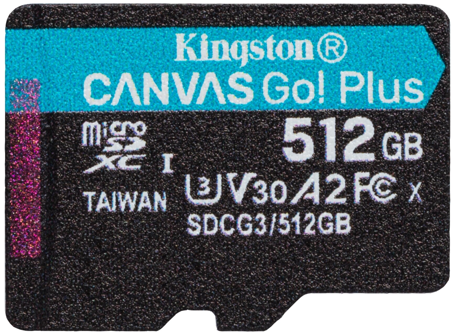 Карта памяти Kingston Canvas Go Plus SDCG3/512GB microSDXC/емкость 512 Гб запись/чтение 90МБ/с/170МБ/с