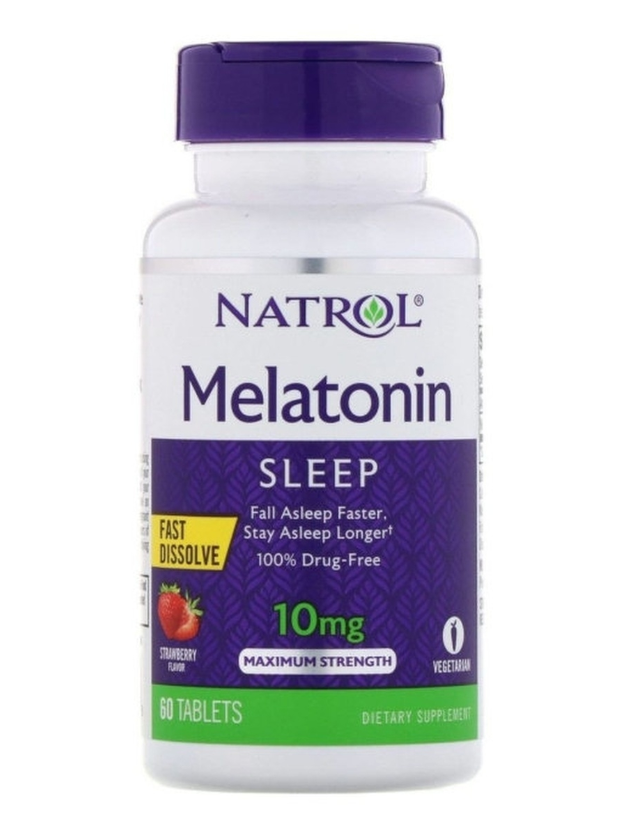 Natrol Melatonin Fast Dissolve таб., 10 мг, 60 шт., клубника, 1 уп.