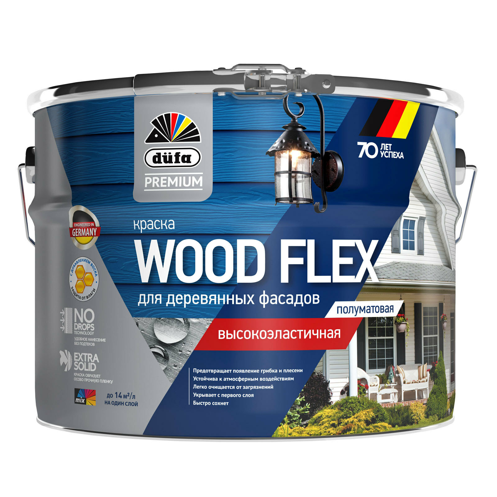 Краска акриловая Dufa Premium Woodflex для деревянных фасадов влагостойкая моющаяся