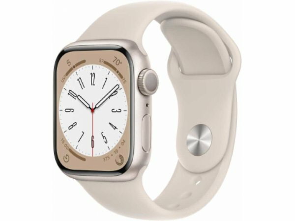 Apple Watch Series 8, 45 мм, корпус из алюминия цвета "сияющая звезда", спортивный ремешок цвета "сияющая звезда"