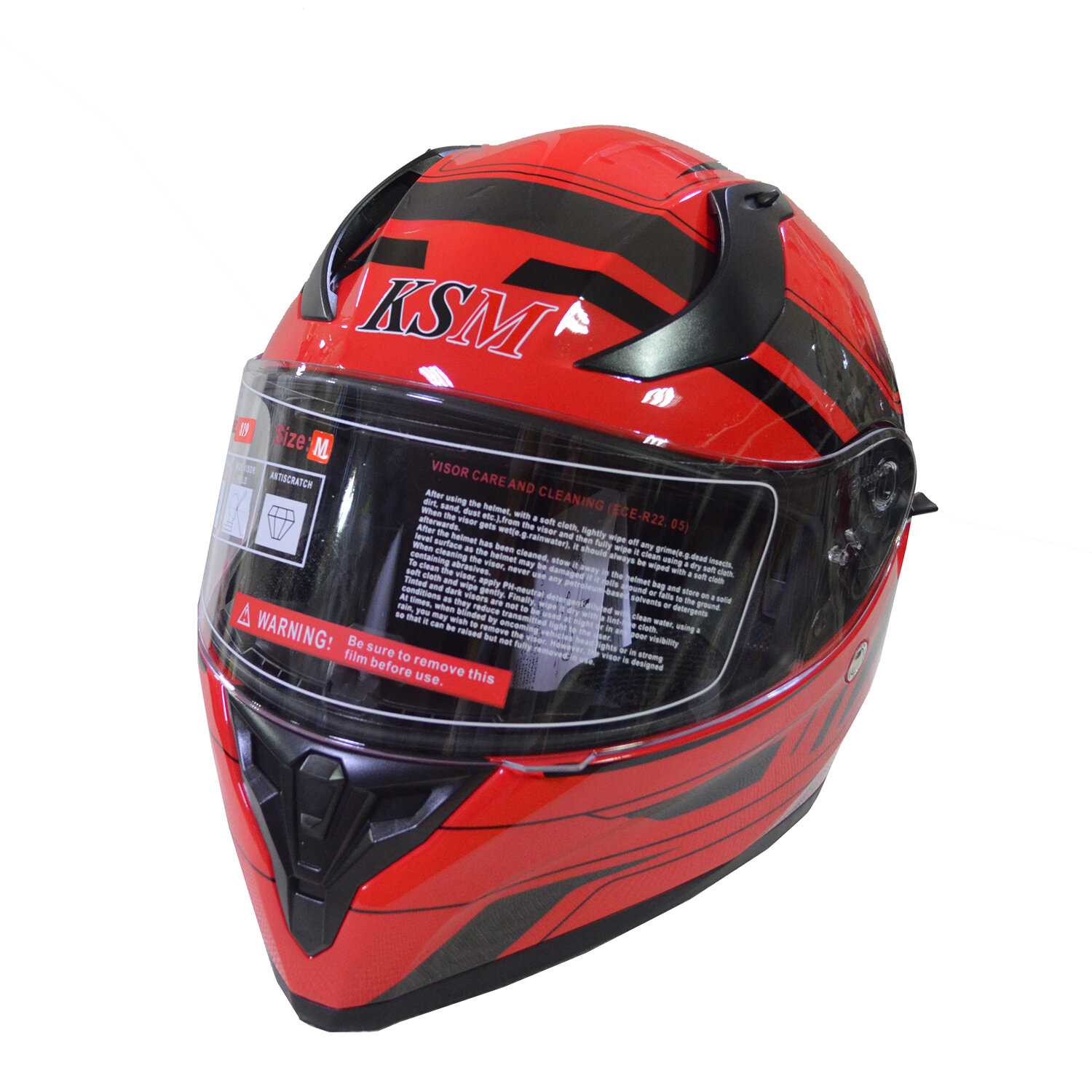 Шлем KSM Pro 819 интеграл+очки красно-черный глянцевый (M)128
