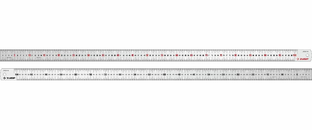 Усиленная нержавеющая линейка ЗУБР Про-100, 1,0 м (34280-100)