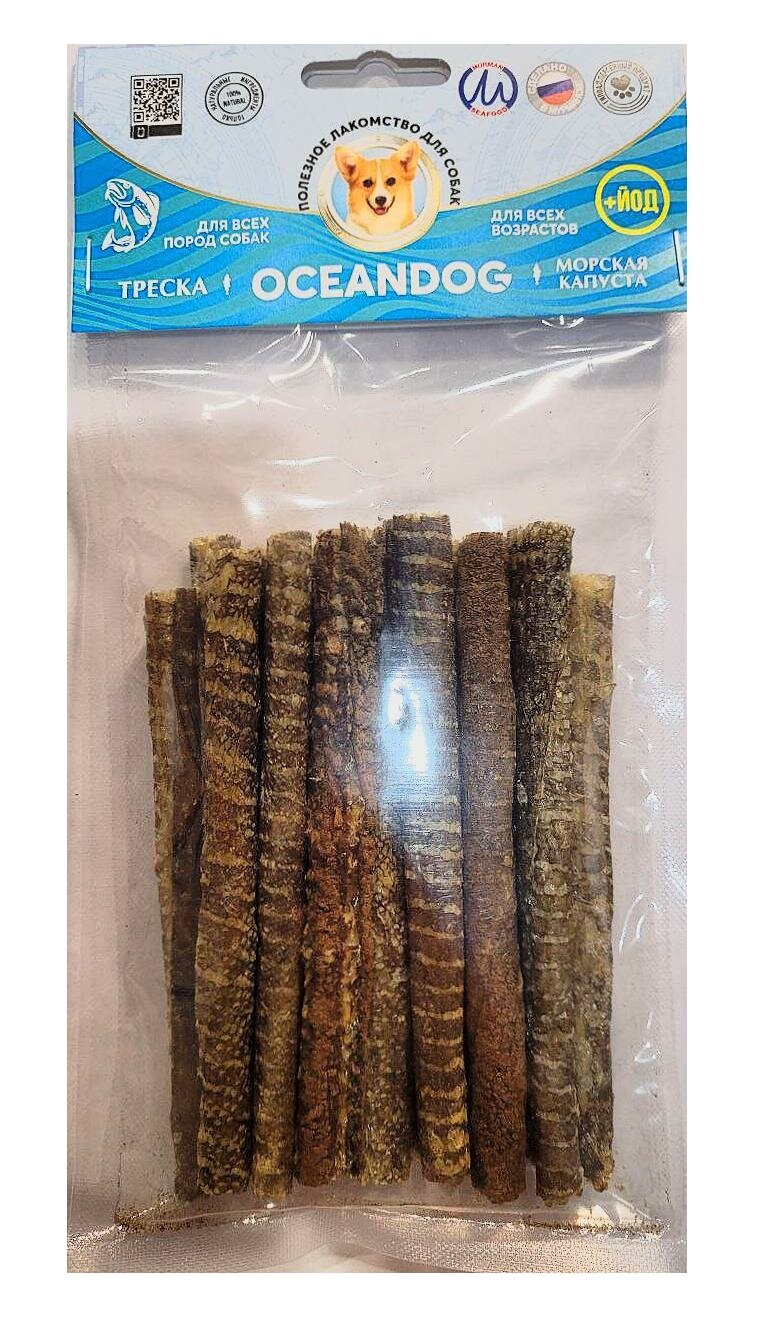 фото OCEANDOG Лакомство для собак из сушеной кожи атлантической трески с Ламинарией 40 гр