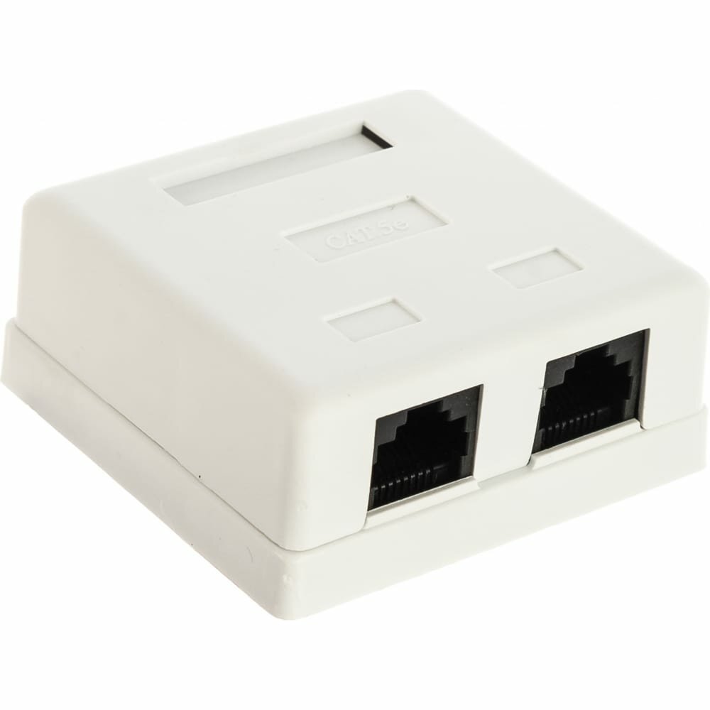 Настенная розетка TWT 2 порта RJ-45, категория 5е, белая, SM2-4545-WH