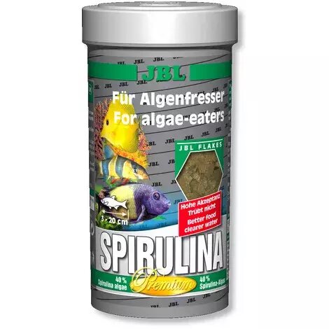 JBL Spirulina - Основной корм премиум для растительноядн. акв. рыб, хлопья, 250 мл (40 г