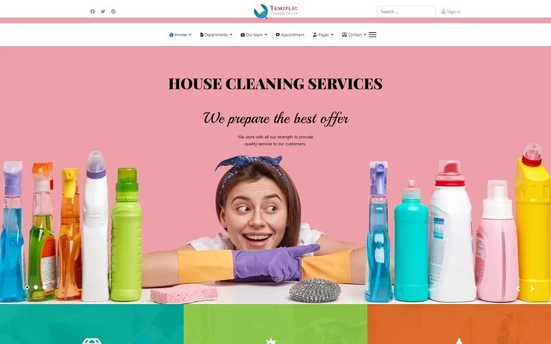 Шаблон Joomla Temizlic Cleaning Service Joomla4 Template