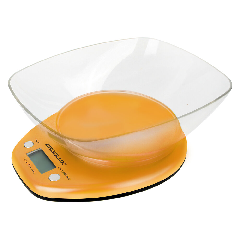 ERGOLUX ELX-SK04-C11 оранжевые (весы кухонные до 5 кг со съемной чашей)