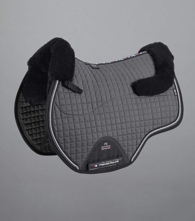 Вальтрап для лошади из мериносовой шерсти European Saddle Pad - GP/Jump Square (серый) - фотография № 1