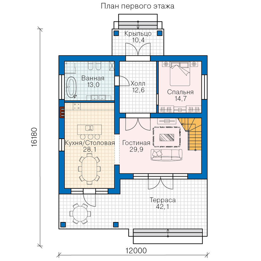 62-80-Catalog-Plans - Проект двухэтажного дома из газобетона с террасой - фотография № 2