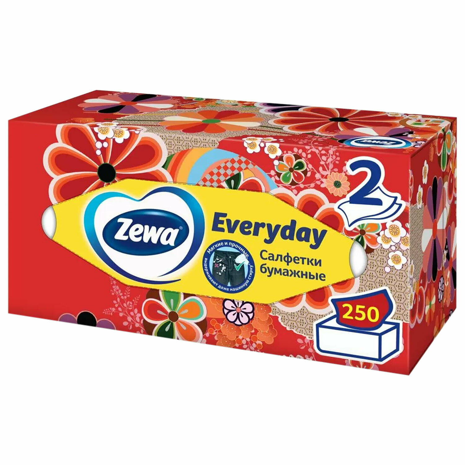 Салфетки косметические 2-слойные в картонном коробе, 250 штук, ZEWA Everyday, 8679 - фотография № 3