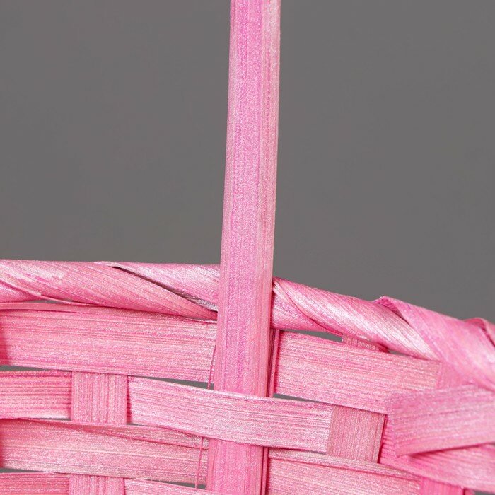Корзина плетеная, бамбук, розовый, 19х19х32 см - фотография № 3
