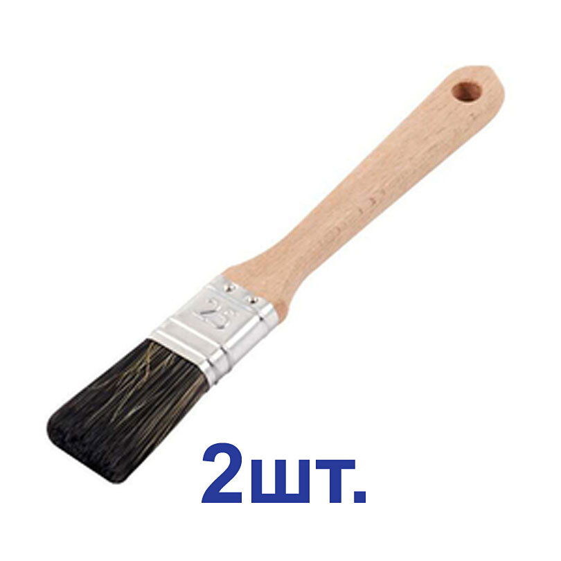 Кисть малярная плоская смешанная щетина Wenzo Wood 25х12 мм для антисептиков (2 шт.)