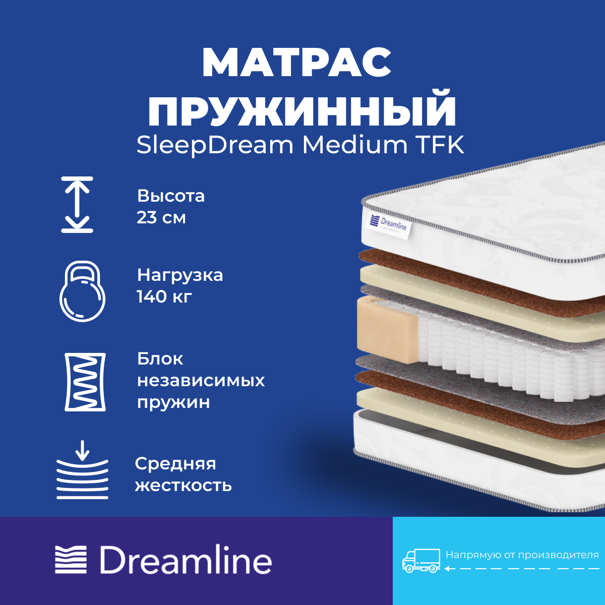 Матрас Дримлайн SleepDream Medium TFK 110х186х23