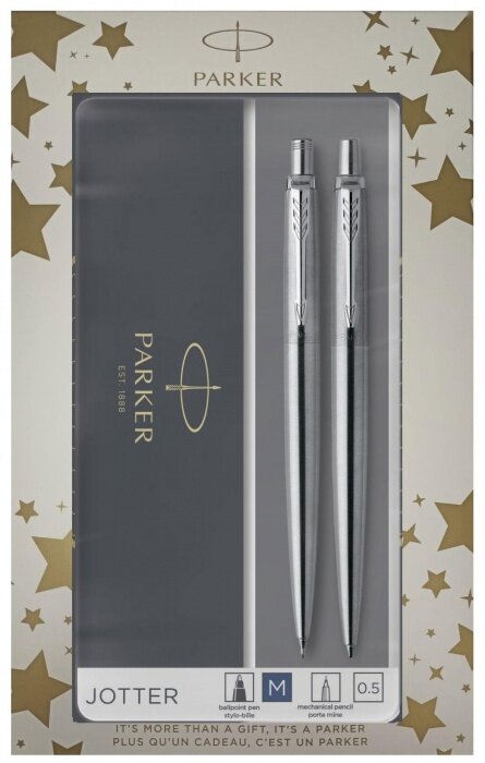 Parker 2093256-STAR Набор parker jotter core kb61: шариковая ручка и механический карандаш, stainless steel ct