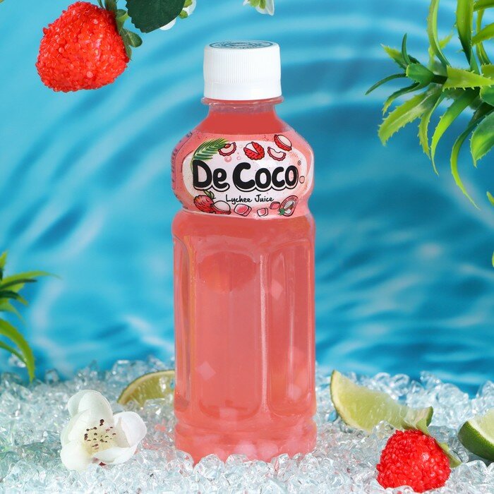 Напиток De CoCo негазированный с кусочками кокосового желе и личи, 280 мл - фотография № 1