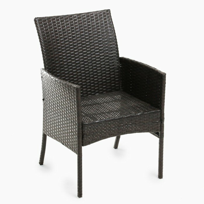 Набор садовой мебели: Стол и 2 кресла коричневого цвета с белой подушкой - фотография № 8