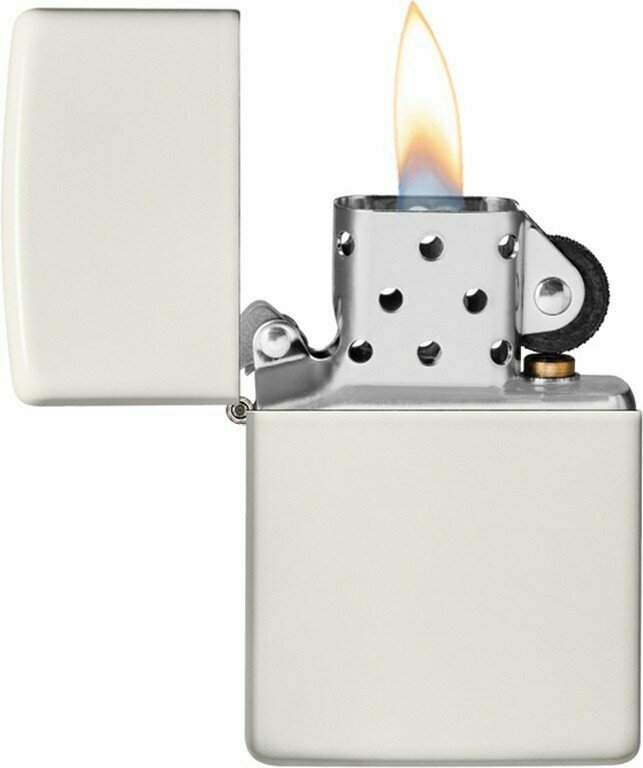 Зажигалка ZIPPO Classic с покрытием Glow In The Dark, латунь/сталь, белая, матовая, 38x13x57 мм № 49193 - фотография № 3