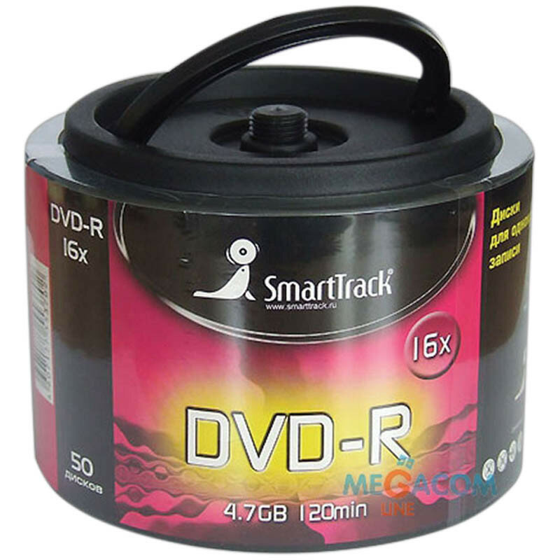 Диск DVD+R 4.7Gb Smart Track 16x Cake Box (50шт)